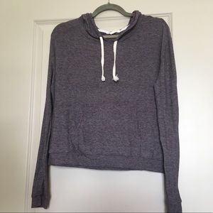 Forever 21 Purple/White Crop Top Hooded Pullover